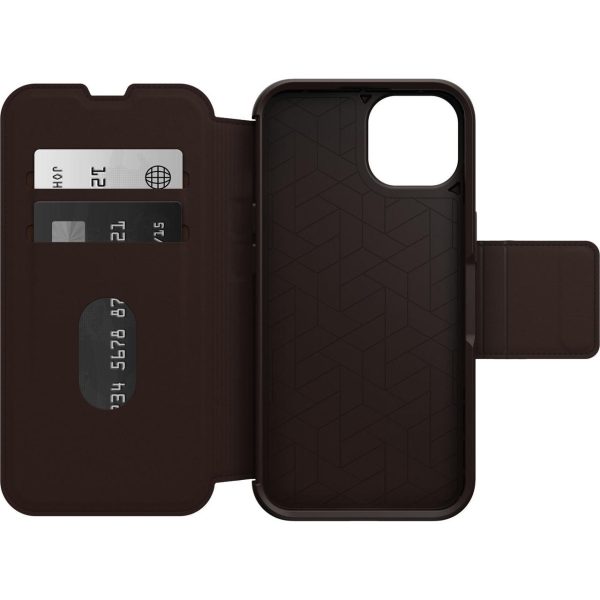 OTTERBOX Apple iPhone 14 Strada Series Case – Espresso (Brown) (77-89657), Wireless Charge Compatible, Credit Card Storage