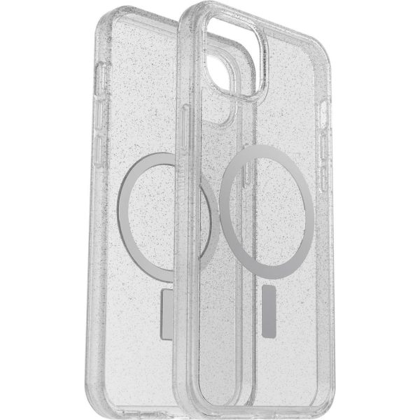 OTTERBOX Apple iPhone 14 Plus Symmetry Series+ Clear Antimicrobial Case for MagSafe – Stardust (Clear Glitter) (77-89192)