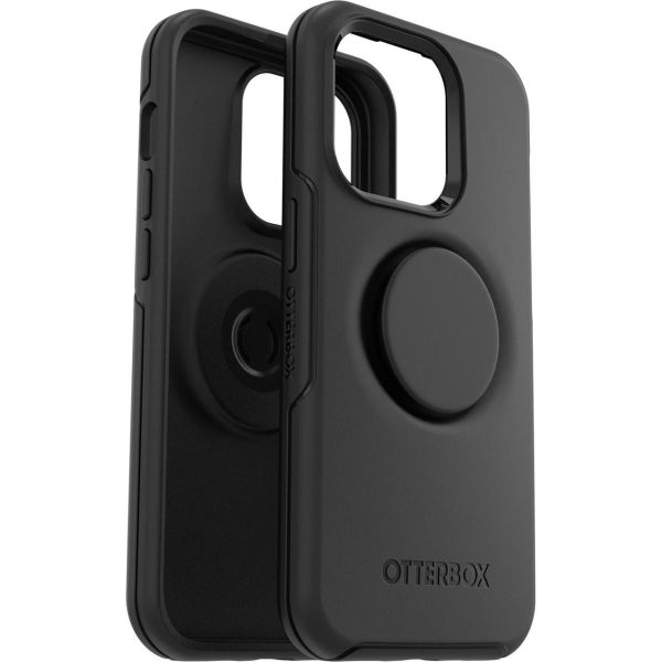 OTTERBOX Apple iPhone 14 Pro Otter + Pop Symmetry Series Antimicrobial Case – Black (77-88754), Durable Protection, Swappable PopTop