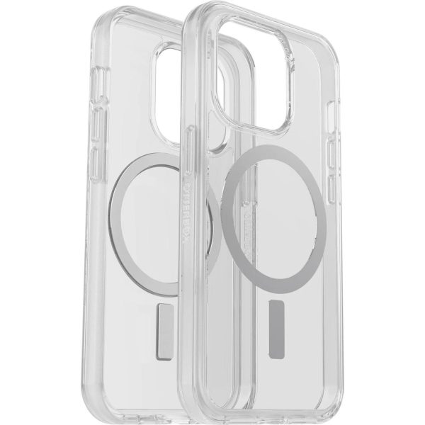 OTTERBOX Apple iPhone 14 Pro Symmetry Series+ Clear Antimicrobial Case for MagSafe – Clear (77-89225), 3X Military Standard Drop Protection