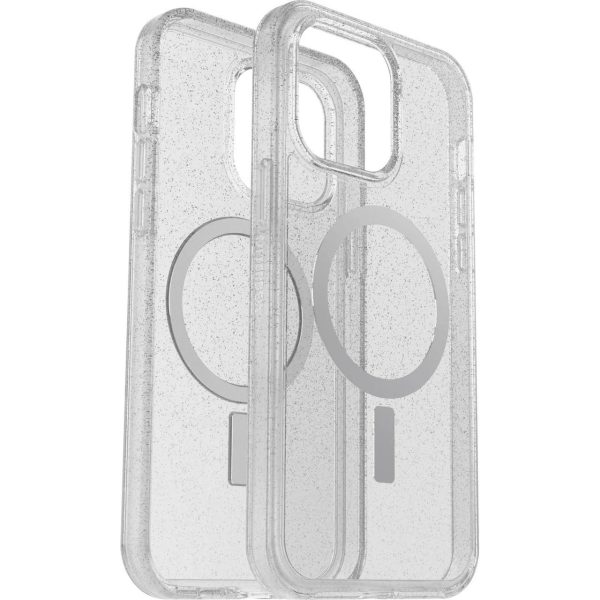 OTTERBOX Apple iPhone 14 Pro Max Symmetry Series+ Clear Antimicrobial Case for MagSafe – Stardust (Clear Glitter) (77-89285)