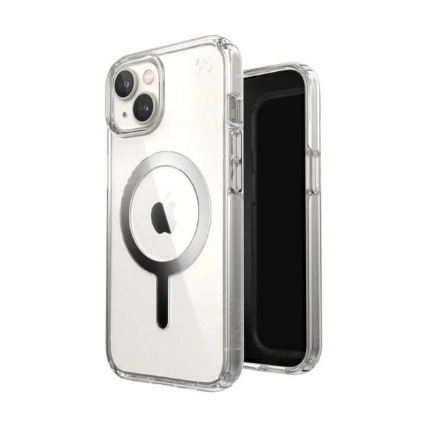 SPECK Apple iPhone 14 Perfect Clear + Magsafe Case Chrome – Clear/Silver (150061-3080), Up to 13-foot Drop Protection for Extreme Durability