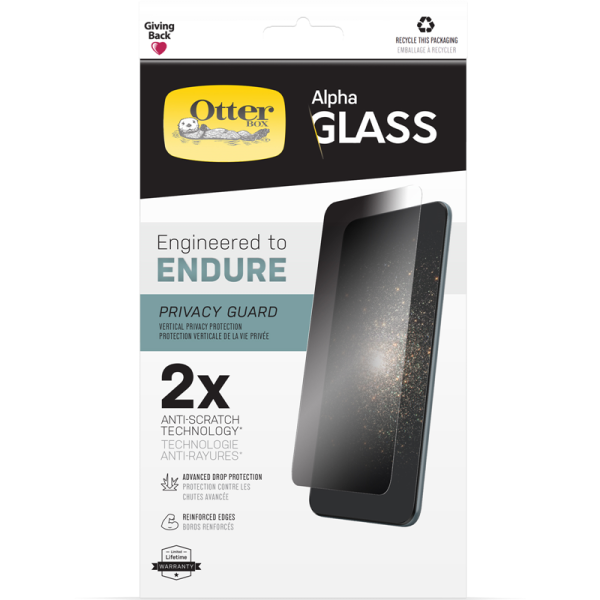 OTTERBOX Apple iPhone 13 Pro Alpha Glass Privacy Screen Protector – Clear (77-85939), Shatter-Resistant Drop Protection, Anti-shatter