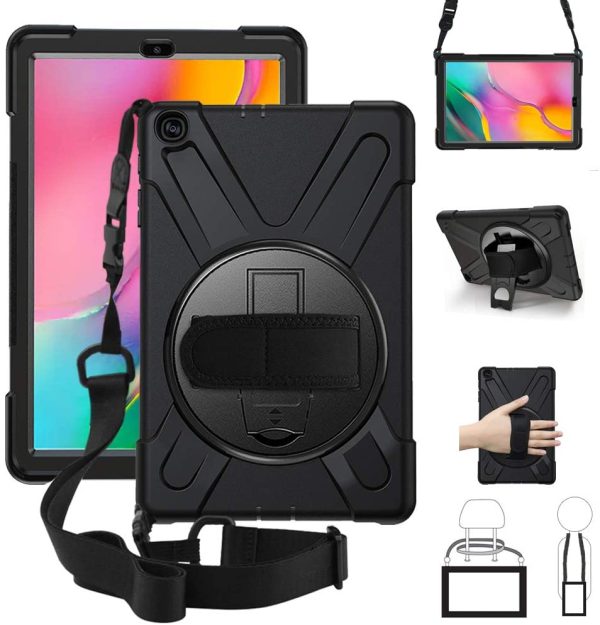 XTREME Black Case for Samsung Galaxy Tab A7 – Shockproof, Dustproof, 360 Rotatable Hand Strap, 3 Layers Heavy Duty Protection