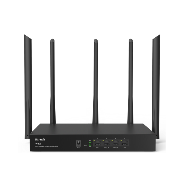 TENDA W20E AC1350 Gigabit Wireless Load Balance Router, 500 Square Meters, 867/450Mbps, 100 Users, Gigabit Port, Remote Domain Maintenance, Metal Case