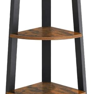 Rustic Brown Metal Frame 5 Tier Corner Shelf