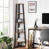 Rustic Brown Metal Frame 5 Tier Corner Shelf