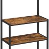 Industrial Kitchen Baker’s Rack with Storage Shelves 10 Hooks and Metal Mesh Shelf 84 x 40 x 170 cm Rustic Brown