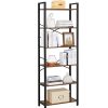 6-Tier Storage Rack with Industrial Style Steel Frame  Rustic Brown and Black, 186 cm High