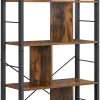 4-Tier Industrial Bookshelf Stable Iron Frame, Rustic Brown