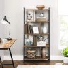 4-Tier Industrial Bookshelf Stable Iron Frame, Rustic Brown