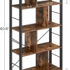 4-Tier Industrial Bookshelf Stable Iron Frame, Rustic Brown