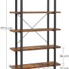 Bookshelf 5-Tier Industrial Stable Bookcase Rustic Brown and Black