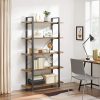 Bookshelf 5-Tier Industrial Stable Bookcase Rustic Brown and Black