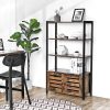 Floor-Standing Storage Cabinet and Cupboard with 2 Louvred Doors and 3 Shelves, Rustic Brown