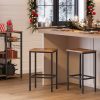 Bar Set Stools of 2 Bar Chairs, Rustic Brown