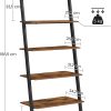 5-Tier Bookshelf Rack, Rustic Brown and Black