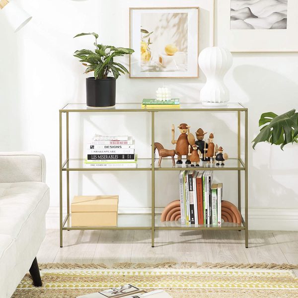 3-Tier Tempered Glass Sofa Table Modern Storage Shelf