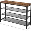 Shoe Rack with 3 Mesh Shelves Rustic Brown and Black