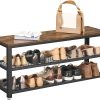 Shoe Rack with 2 Shelves 100 x 30 x 45 cm Rustic Brown and Black