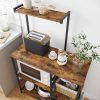 Kithcen Baker’s Rack with Shelves Microwave Stand with Wire Basket and 6 S-Hooks Rustic Brown