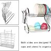 2 Tier Dish Rack with Drain Board for Kitchen Counter and Plated Chrome Dish Dryer Silver 42 x 25,5 x 38 cm