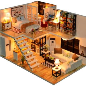 Dollhouse Miniature with Furniture Kit Plus Dust Proof and Music Movement - M9 (1:24 Scale Creative Room Idea)