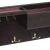 Wood Entryway Coat Rack with 2 Leather Tray(Brown)