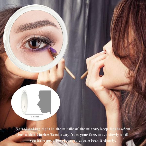 20X Magnifying Hand Mirror with 3 Suction Cups Use for Makeup Application, Tweezing, and Blackhead/Blemish Removal (10 cm)