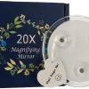 20X Magnifying Hand Mirror with 3 Suction Cups Use for Makeup Application, Tweezing, and Blackhead/Blemish Removal (10 cm)