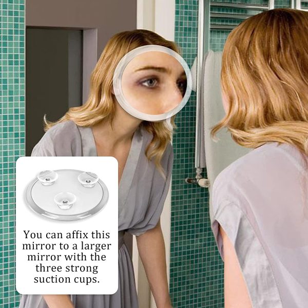 20X Magnifying Hand Mirror with Suction Cups Use for Makeup Application, Tweezing, and Blackhead/Blemish Removal (15 cm – White