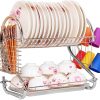 Metal Dish Drying Rack Kitchen-2-Tier with Drain Board