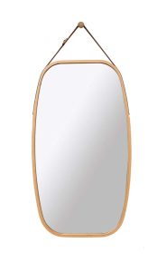 Hanging Full Length Wall Mirror – Solid Bamboo Frame and Adjustable Leather Strap for Bathroom and Bedroom