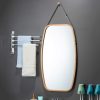 Hanging Full Length Wall Mirror – Solid Bamboo Frame and Adjustable Leather Strap for Bathroom and Bedroom