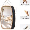 Hanging Full Length Wall Mirror – Solid Bamboo Frame and Adjustable Leather Strap for Bathroom and Bedroom