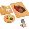 3 Pieces Bamboo Cutting Board with Juice Groove and Mobile Holder included for Home Kitchen