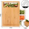 Large Bamboo Cutting Board and 4 Containers with Mobile Holder gift included for Home Kitchen