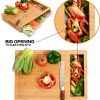 Large Bamboo Cutting Board and 4 Containers with Mobile Holder gift included for Home Kitchen