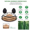 2 Pack Bamboo Corner Shower Caddy Shelf Basket Rack with Premium Vacuum Suction Cup No-Drilling for Bathroom and Kitchen – Round