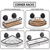 2 Pack Bamboo Corner Shower Caddy Shelf Basket Rack with Premium Vacuum Suction Cup No-Drilling for Bathroom and Kitchen – Round