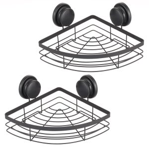 2 Pack Corner Shower Caddy Shelf Basket Rack with Premium Vacuum Suction Cup No-Drilling for Bathroom and Kitchen