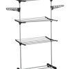 Folding 3 Tier Clothes Laundry Drying Rack with Stainless Steel Tubes for Indoor & Outdoor Home