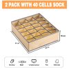 Set of 2 Fabric Drawer Organizer Divider Storage Boxes for Storing Socks, Underwear, Ties, Scarves (Beige)