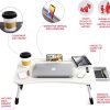 Laptop Bed Desk with Storage and foldable legs for Adults, Kids & Home Office