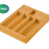 2 Pack Large Capacity Bamboo Expandable Drawer Organizer with Knife Block Holder for Home Kitchen Utensils