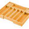 2 Pack Large Capacity Bamboo Expandable Drawer Organizer with Knife Block Holder for Home Kitchen Utensils