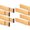 8 Pack Bamboo Adjustable Kitchen Drawer Dividers (Large, 44-55 cm)