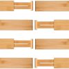 8 Pack Bamboo Adjustable Kitchen Drawer Dividers (Large, 44-55 cm)