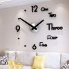 DIY Wall Clock Modern Frameless Large 3D Wall Watch Giant Roman Numerals for Home Living Room and Bedroom (Small)