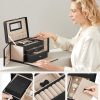 Jewelry Box 3 Layers Organizer Lockable Storage